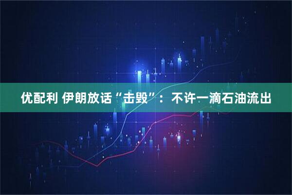 优配利 伊朗放话“击毁”：不许一滴石油流出