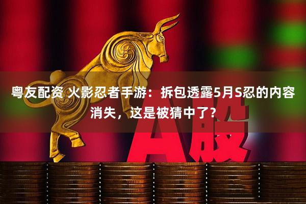 粤友配资 火影忍者手游：拆包透露5月S忍的内容消失，这是被猜中了？
